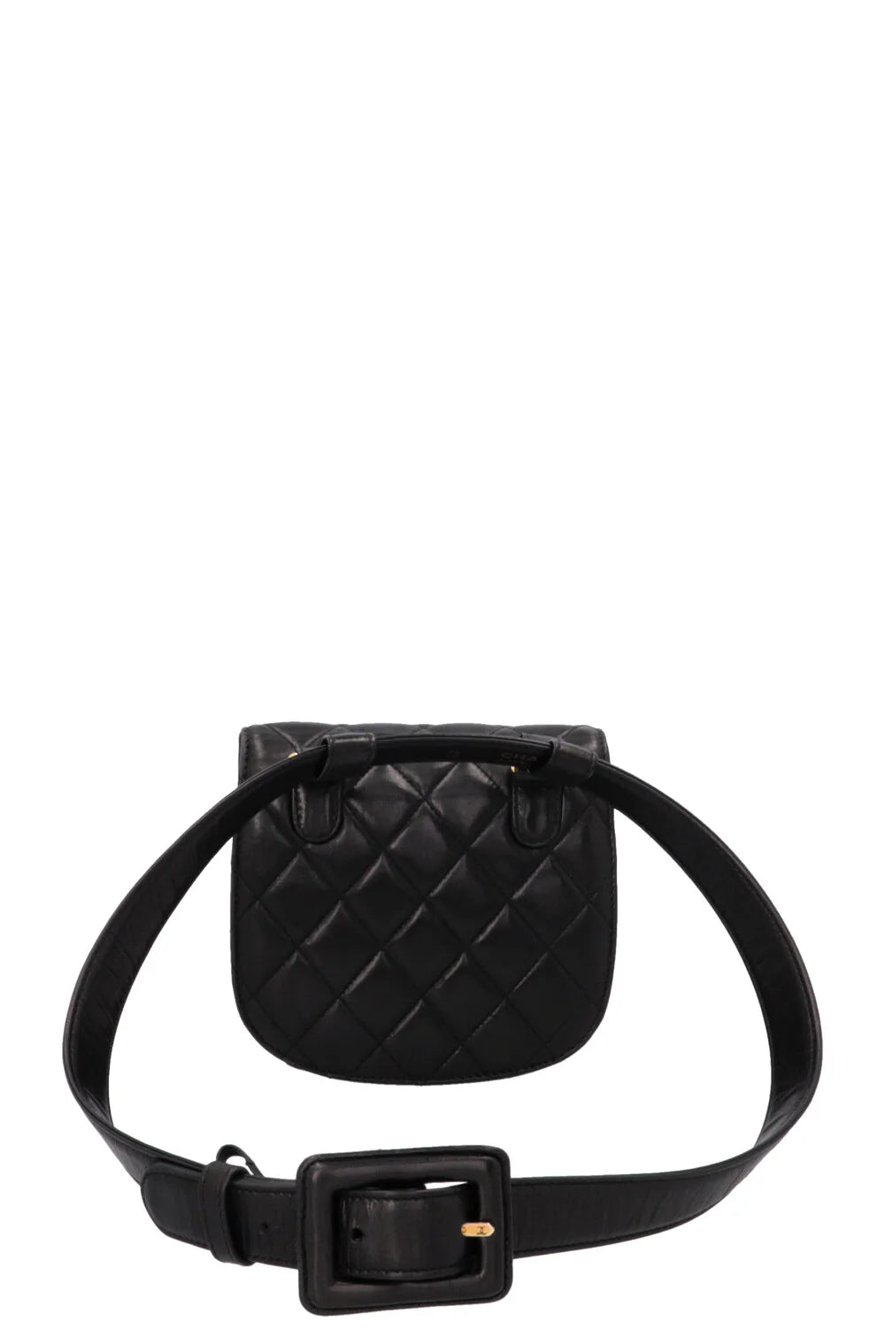 CHANEL Vintage CC Belt Bag Leather Black