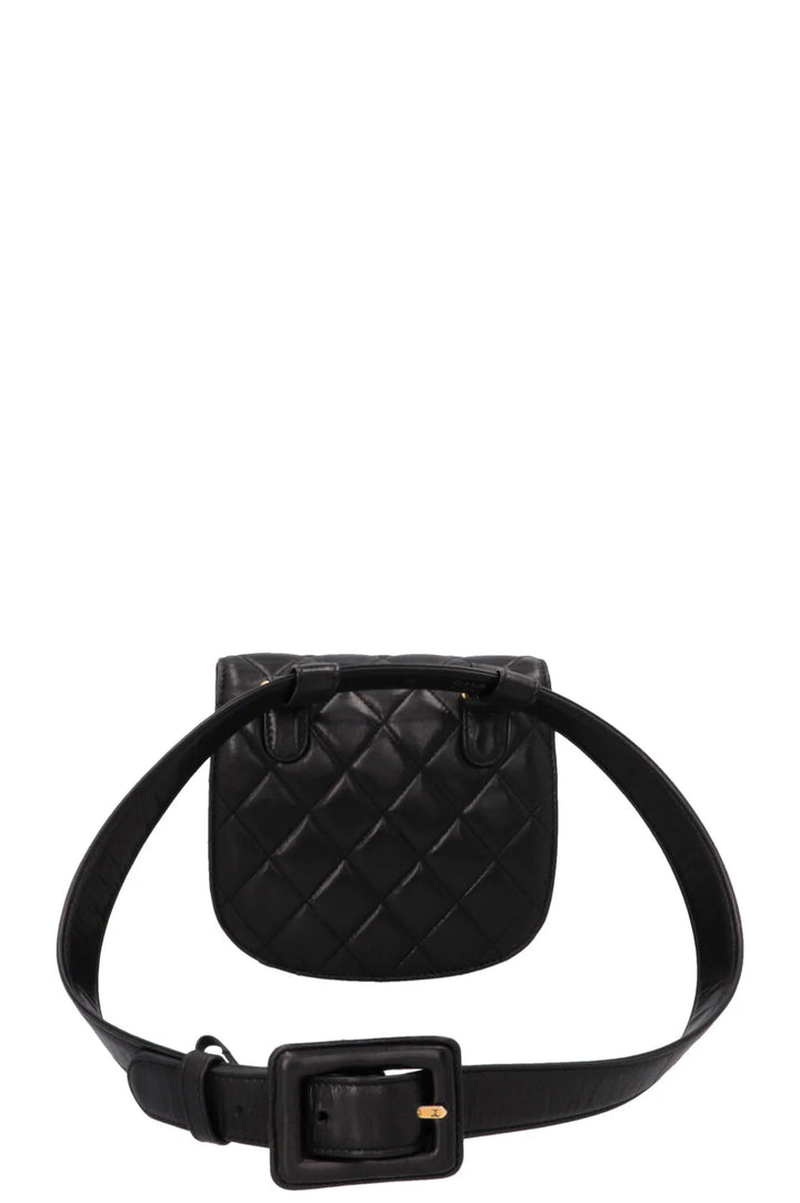 CHANEL Vintage CC Belt Bag Leather Black