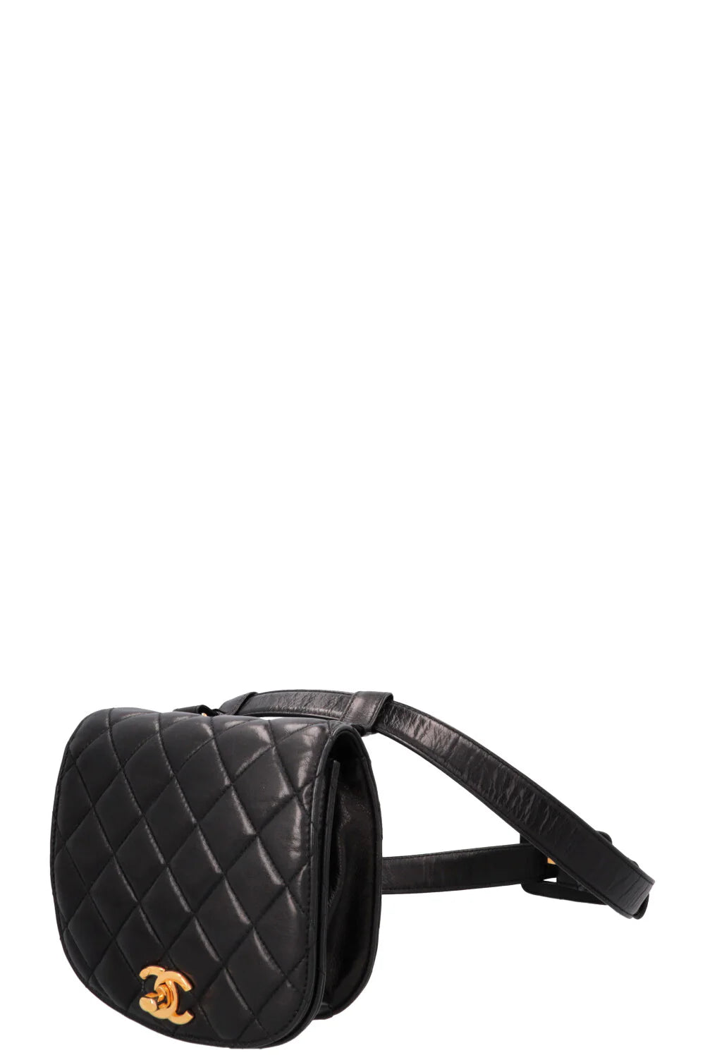 CHANEL Vintage CC Belt Bag Leather Black