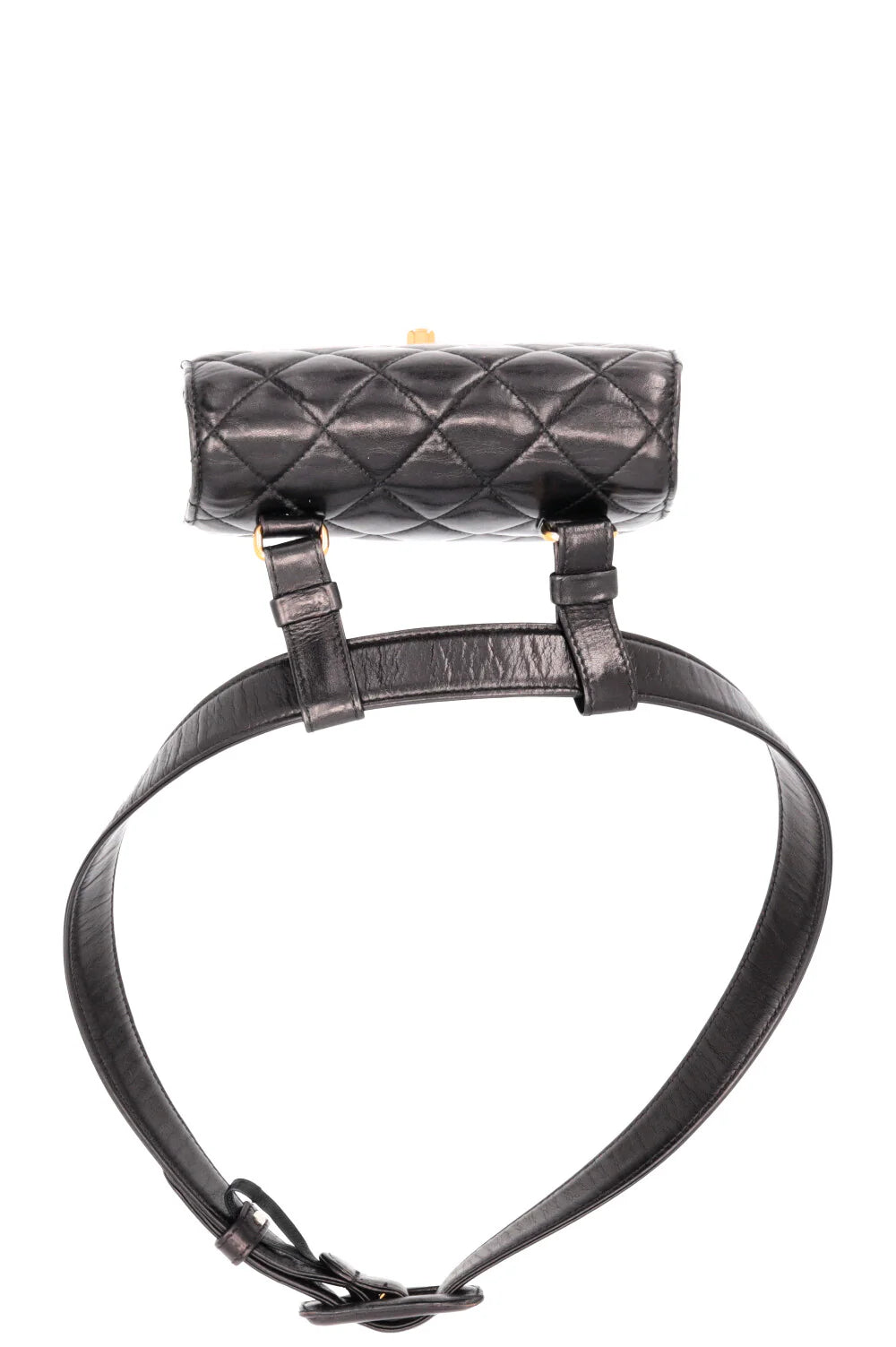 CHANEL Vintage CC Belt Bag Leather Black
