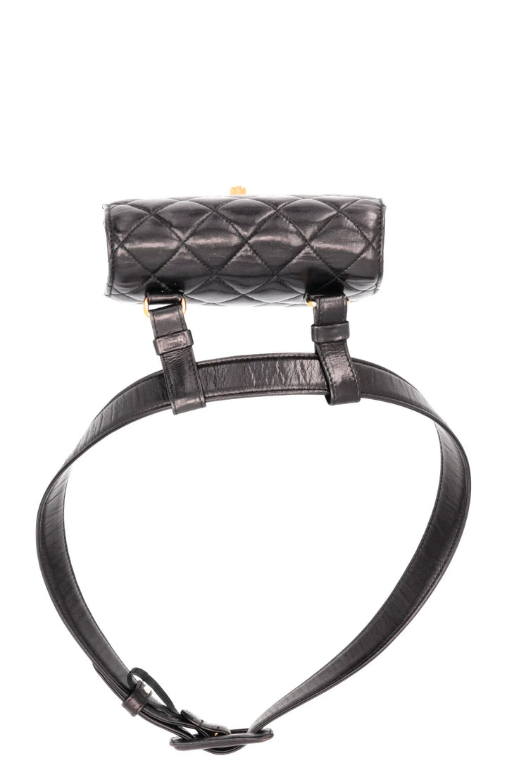 CHANEL Vintage CC Belt Bag Leather Black