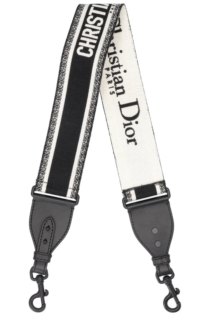 CHRISTIAN DIOR Logo Shoulder Strap Canvas Black White