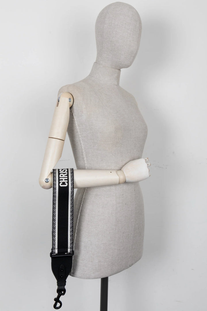 CHRISTIAN DIOR Logo Shoulder Strap Canvas Black White