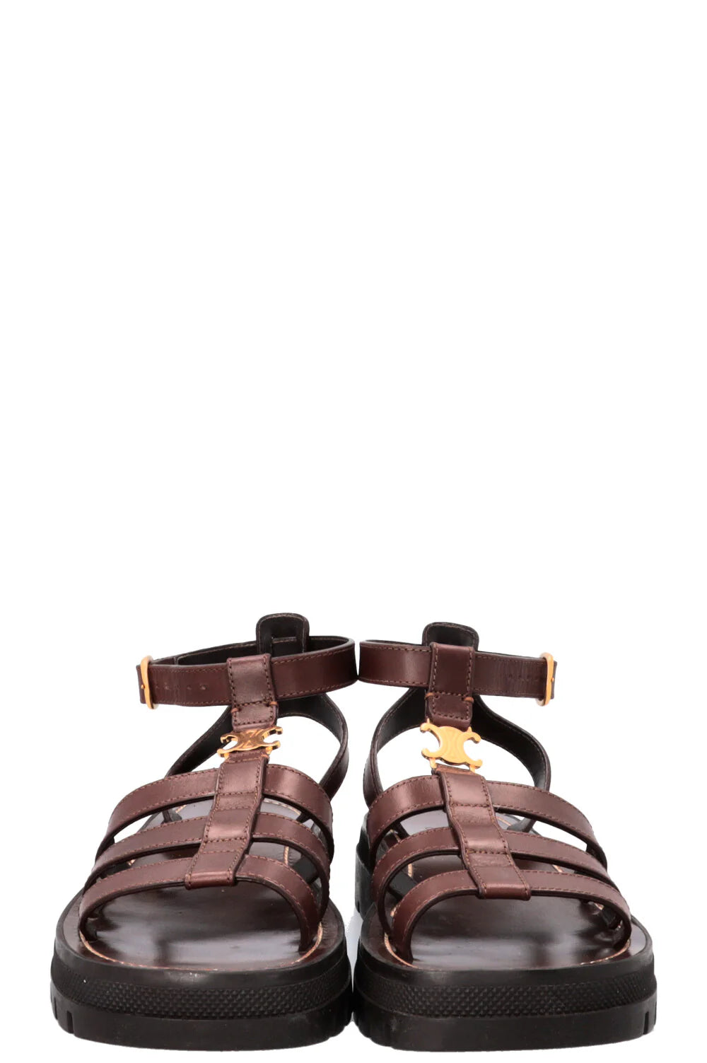 Sandales gladiateur CELINE Clea Triomphe en cuir marron
