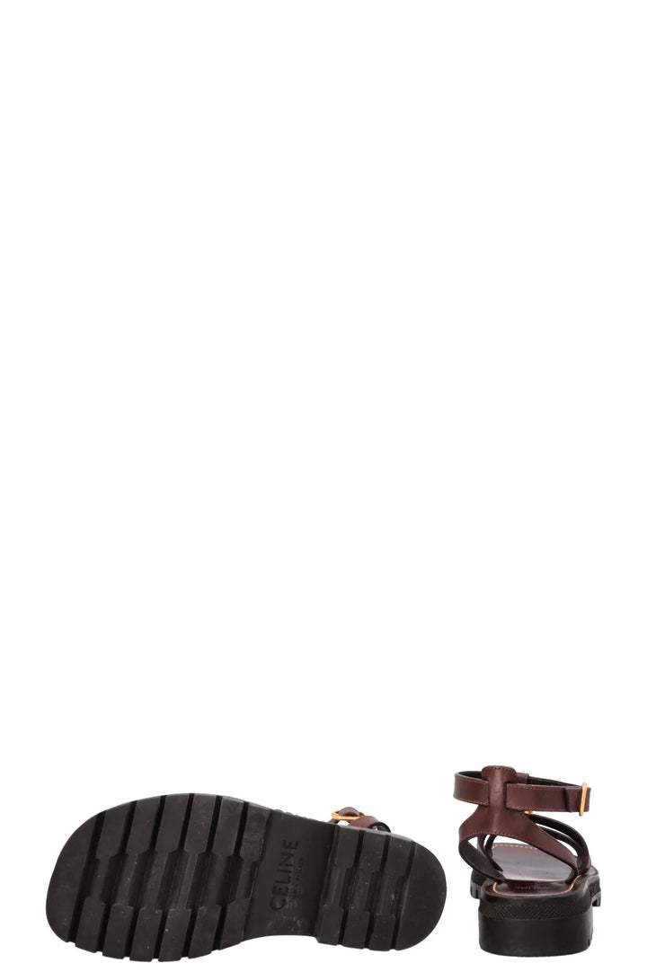 Sandales gladiateur CELINE Clea Triomphe en cuir marron
