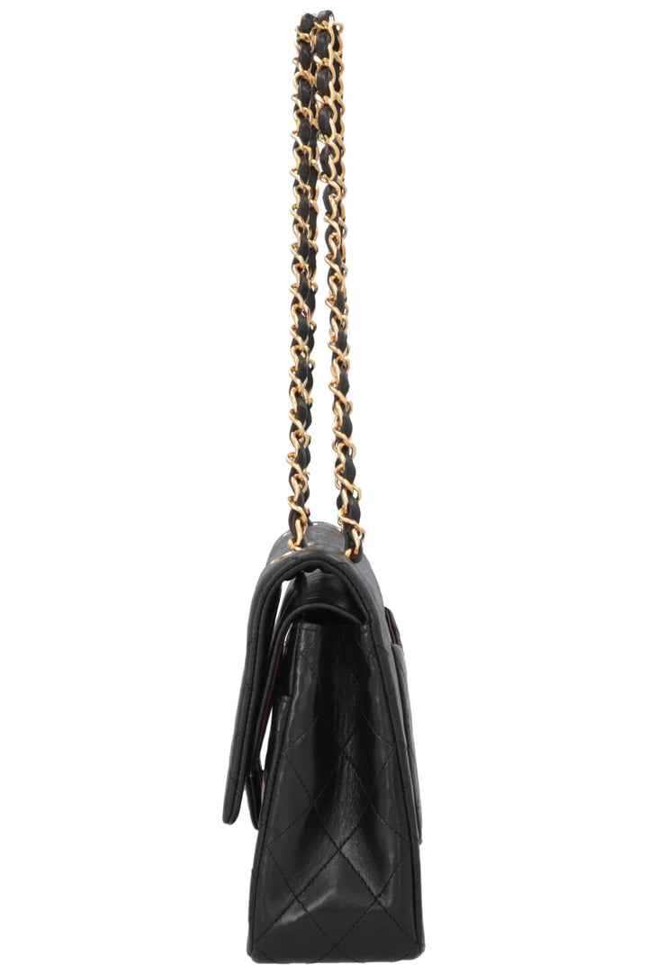 Sac Chanel Vintage Double Rabat Cuir Noir Taille Moyenne
