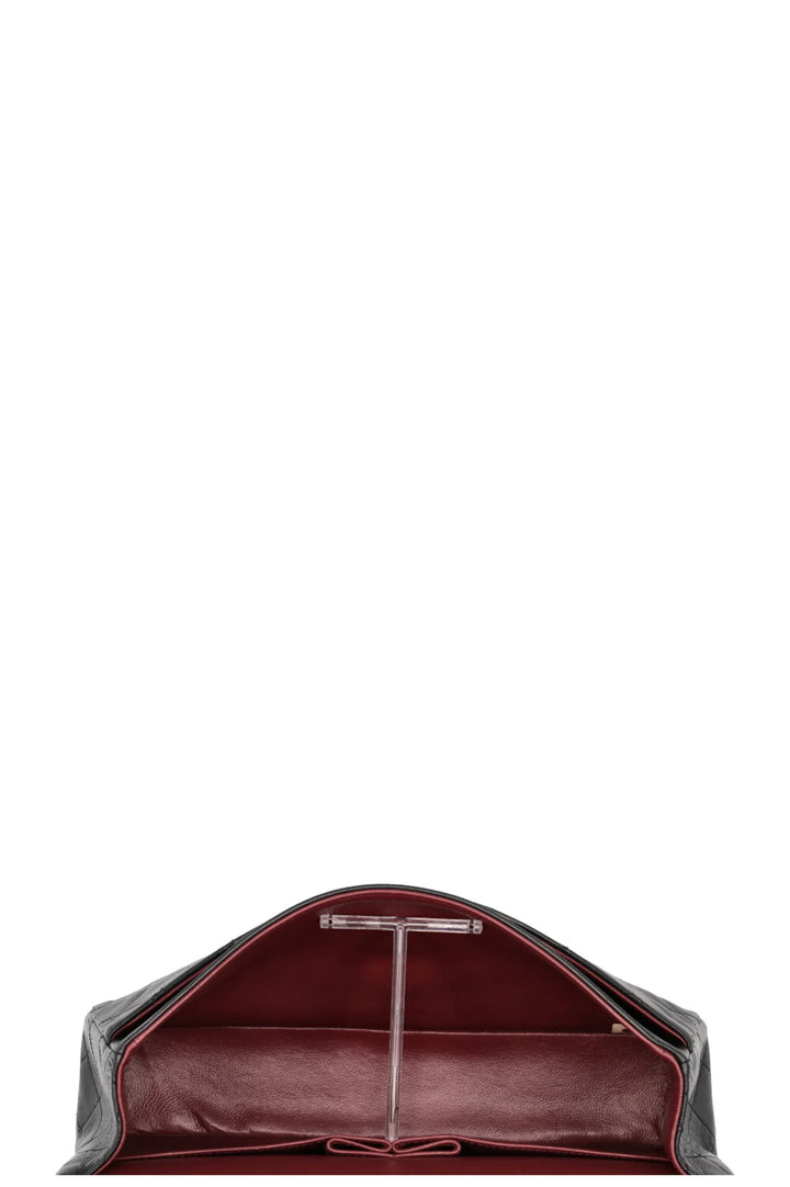 Sac Chanel Vintage Double Rabat Cuir Noir Taille Moyenne