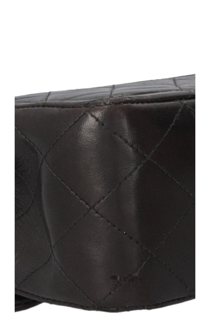 Sac Chanel Vintage Double Rabat Cuir Noir Taille Moyenne