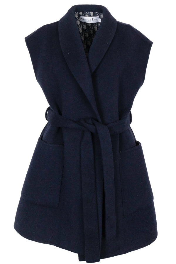 CHRISTIAN DIOR Gilet sans manches à ceinture oblique bleu marine
