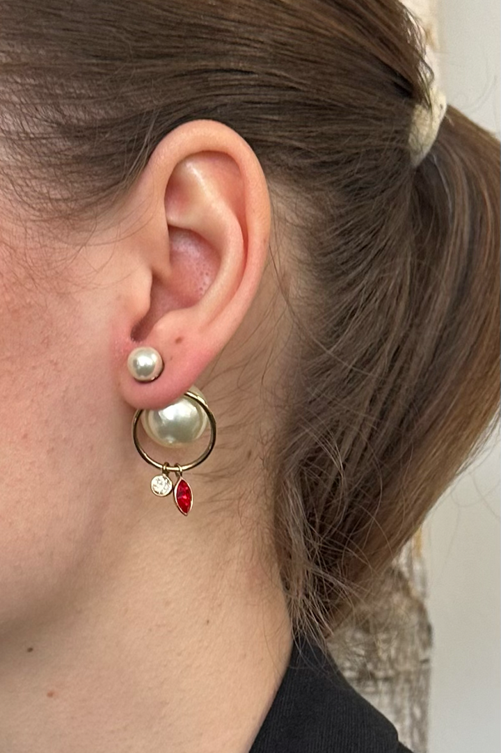 CHRISTIAN DIOR Tribale Pearl Earrings Gold