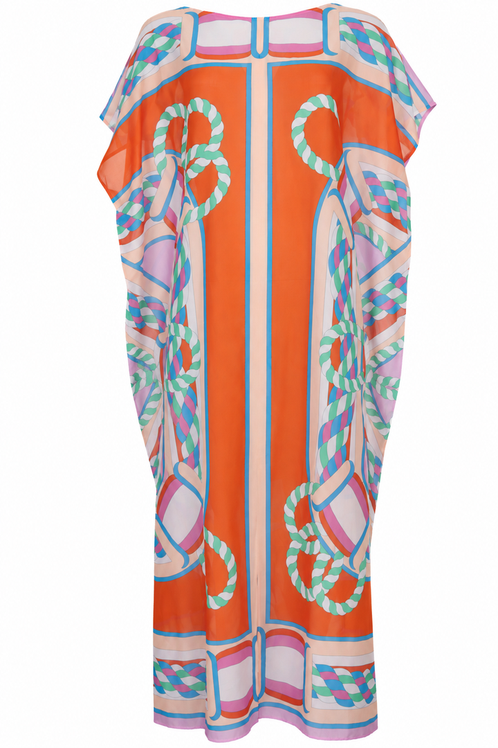 HERMÈS Canoe Pareo Beach Caftan Cotton Multicolor