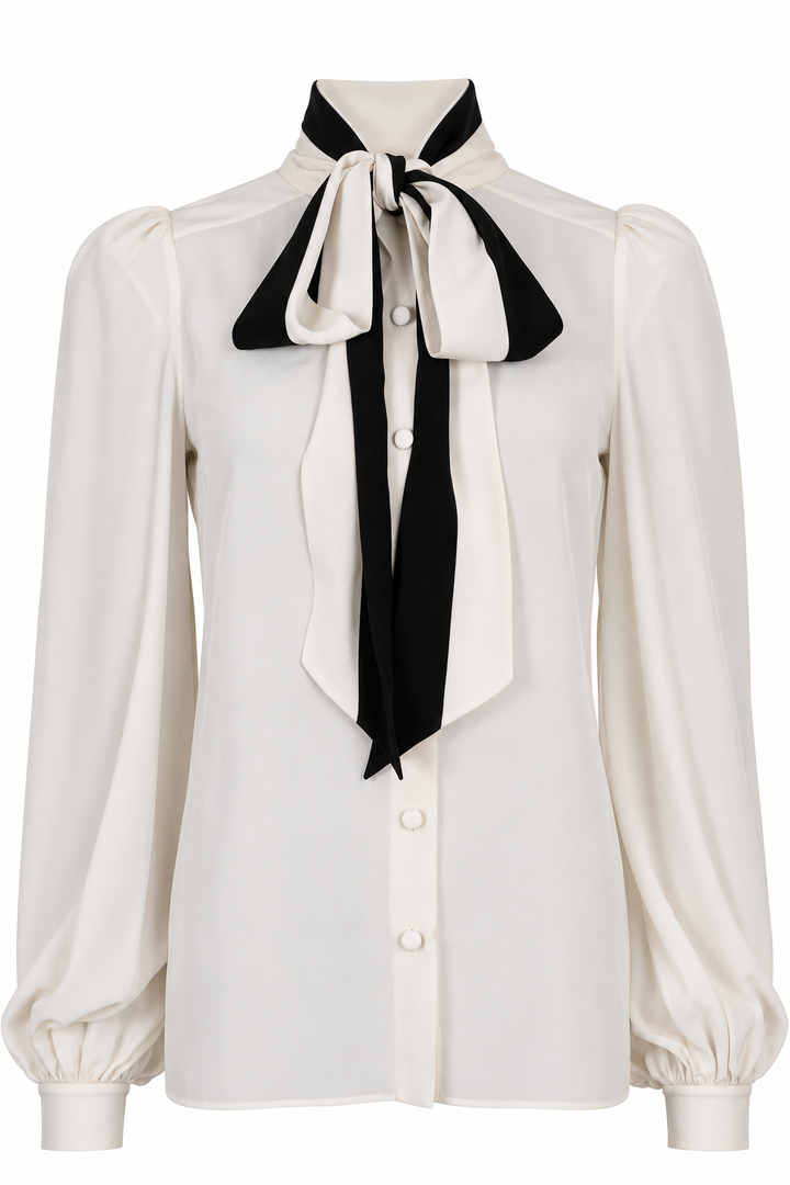 Chemise à lavallière GIVENCHY en soie blanc