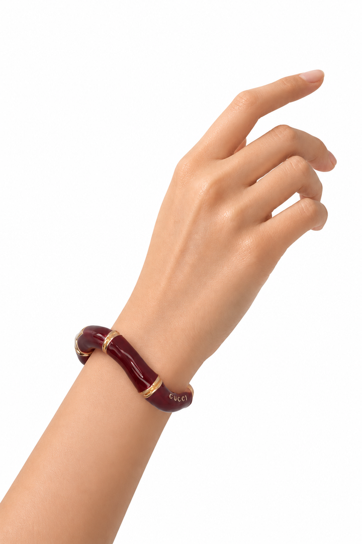 GUCCI Enamel Bamboo Bracelet Bordeaux