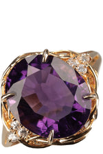 VINTAGE Ring Amethyst Diamonds Gold