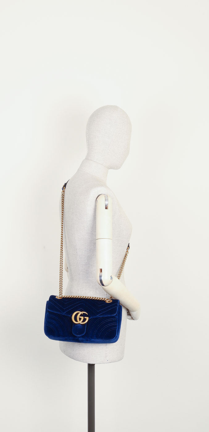GUCCI Marmont Sac Velours Bleu 