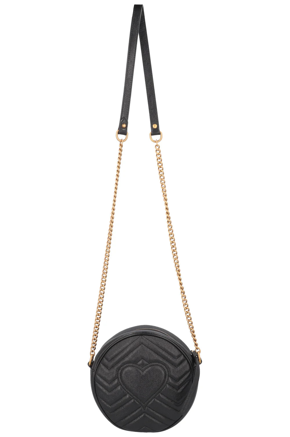 GUCCI Marmont Round Crossbody Bag Leather Black