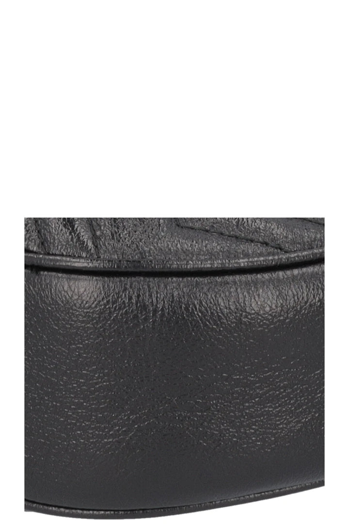 GUCCI Marmont Round Crossbody Bag Leather Black