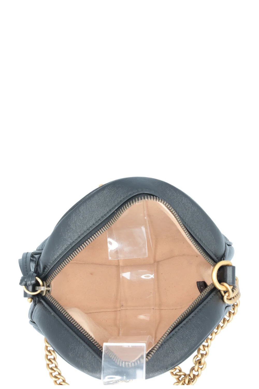 GUCCI Marmont Round Crossbody Bag Leather Black