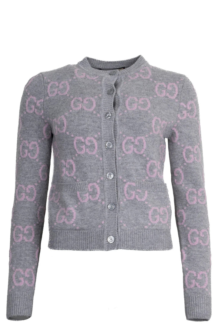 GUCCI GG Short Cardigan Gray Pink