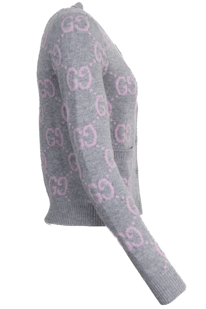 GUCCI GG Short Cardigan Gray Pink