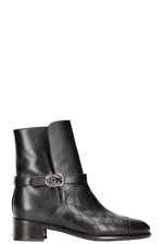 CHANEL Quilted CC Boots Black/Brown