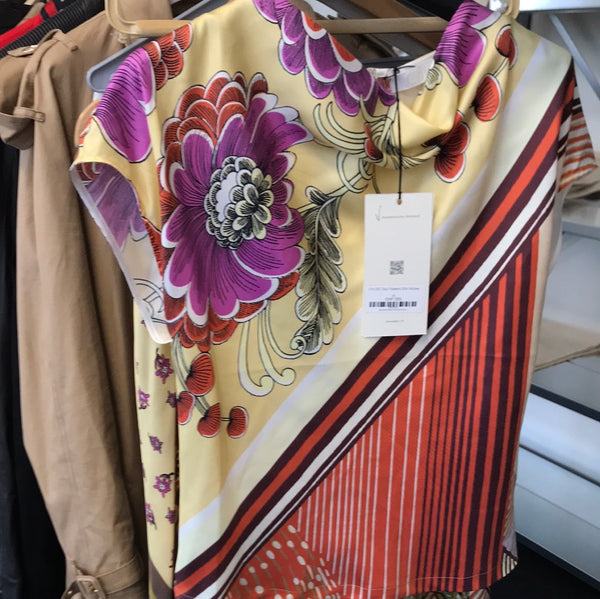 CHLOÉ Top Fleurs Soie Jaune