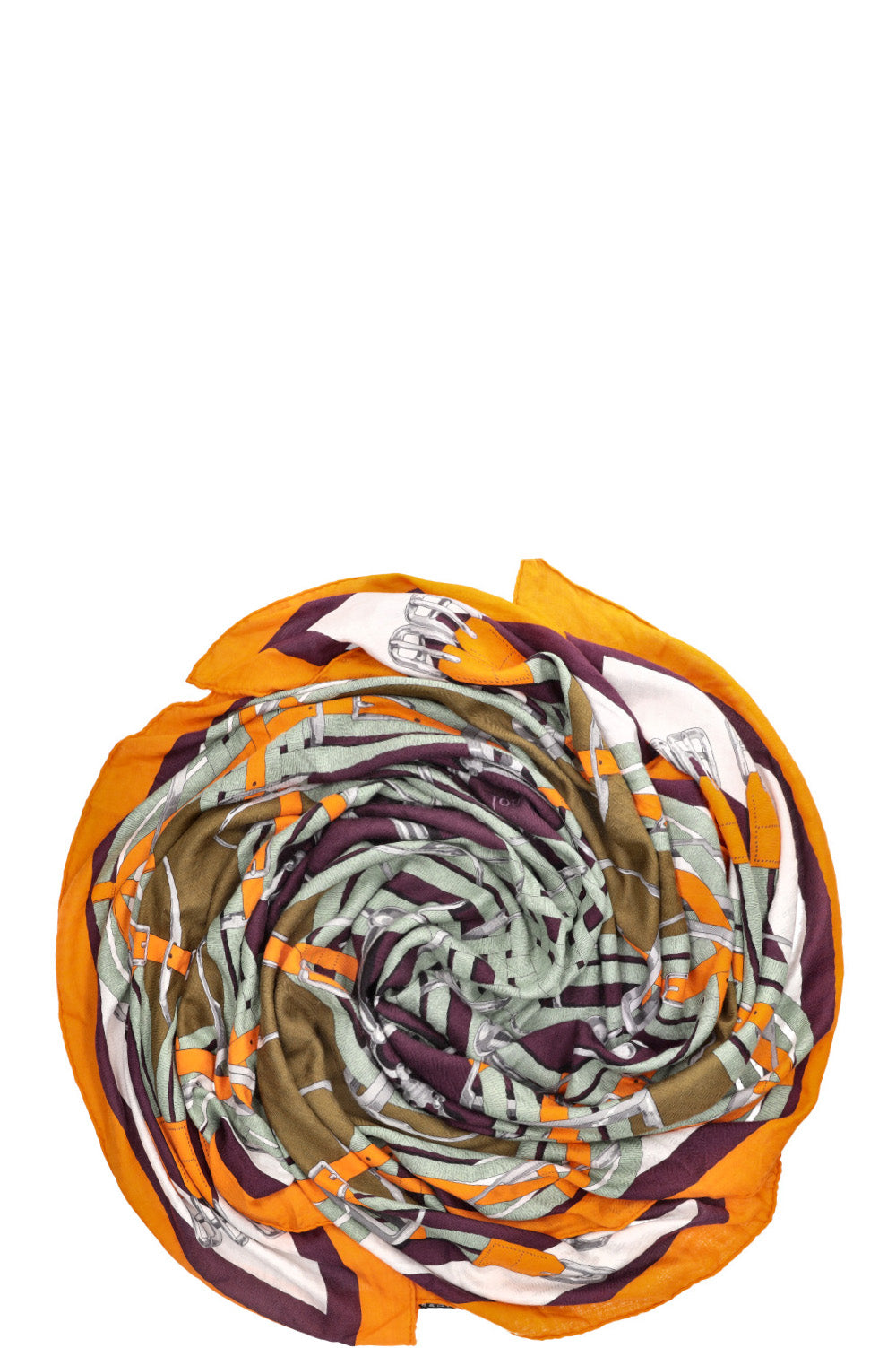HERMES Cashmere&Silk Scarf 140 Mors Jouets Orange and Purple