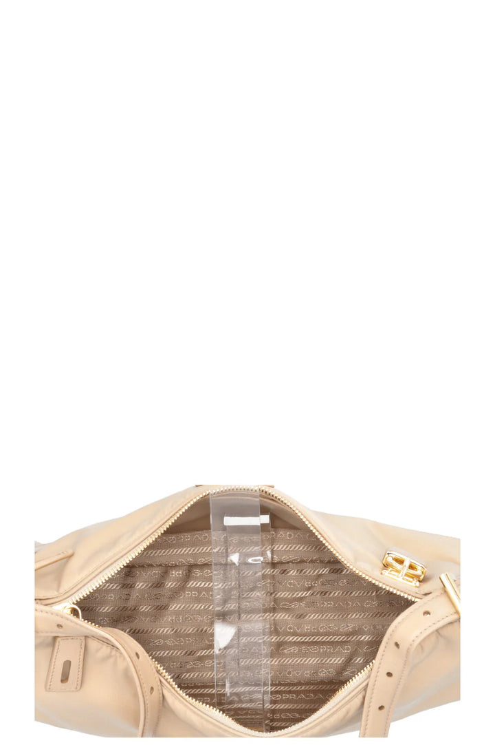 PRADA Aimée Grand sac à bandoulière en re-nylon Beige