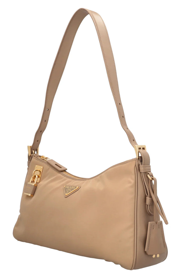 PRADA Aimée Grand sac à bandoulière en re-nylon Beige