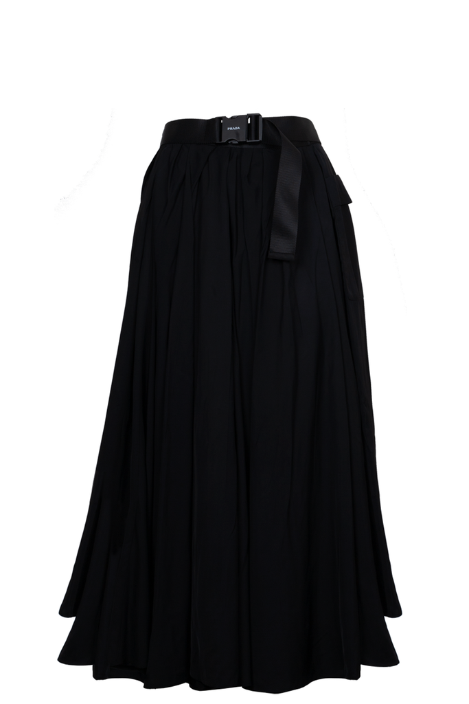 PRADA Re-Nylon Pleated Belted Skirt Black – REAWAKE