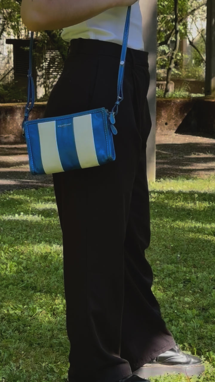 BALENCIAGA  Crossbody Bag Striped Blue White