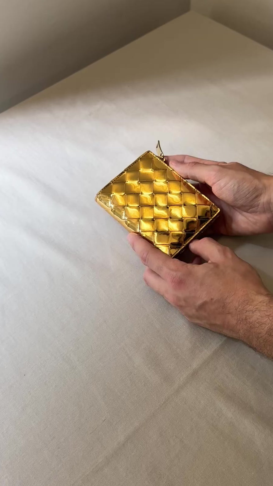 BOTTEGA VENETA Wallet Intrecciato Gold