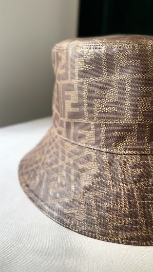 Fendi Fxq 789 Zucca Allover Canvas Bucket Hat Fendi Brown FF Zucca Canvas Bucket Hat M | eBay main image 2