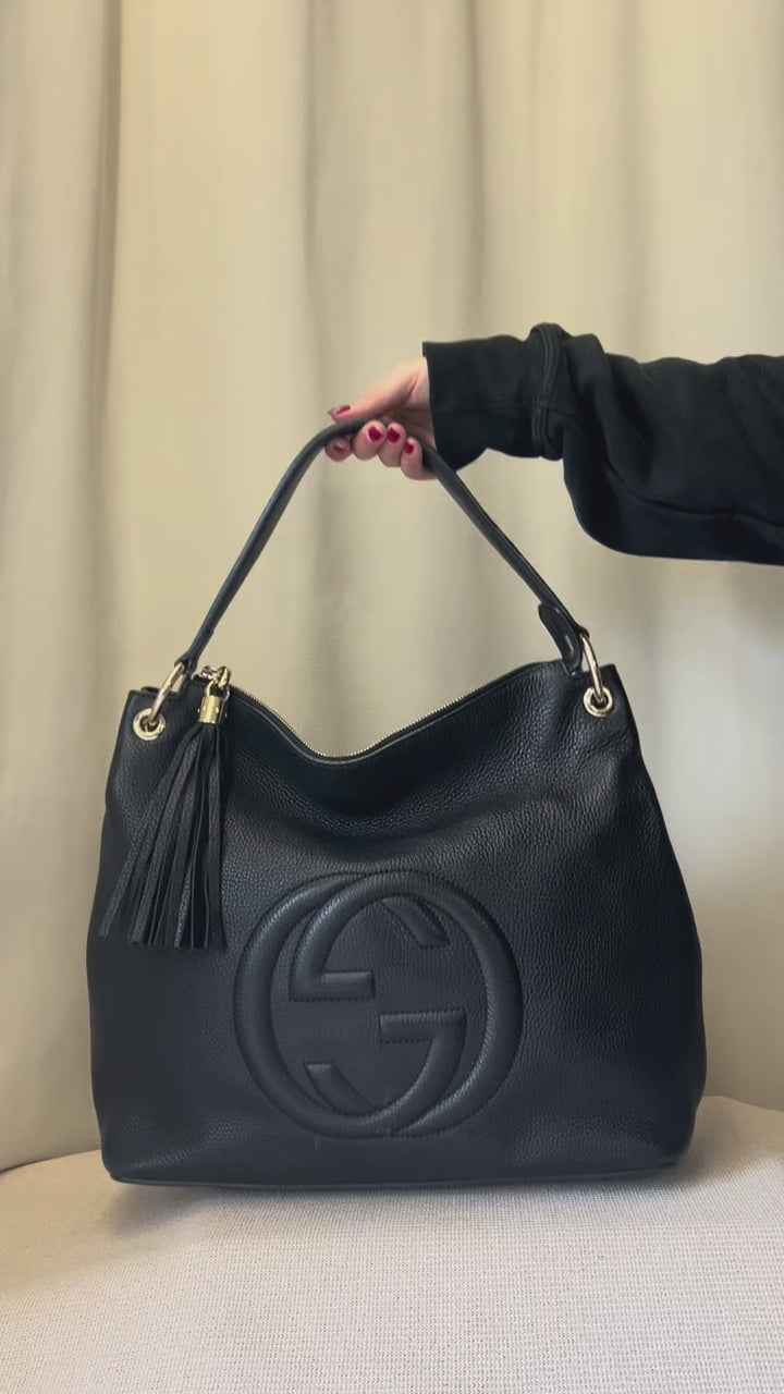GUCCI Soho Tassel Hobo Bag Black