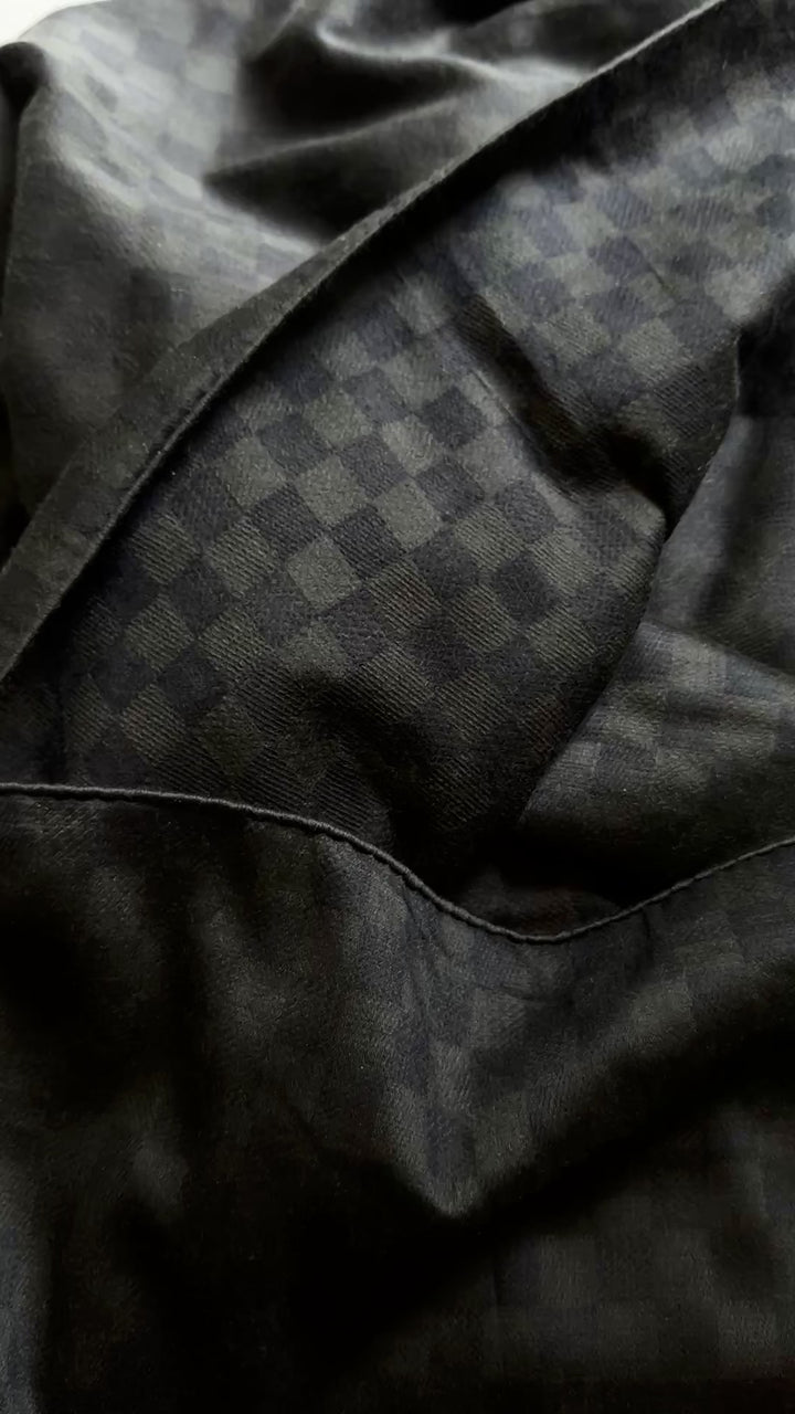 LOUIS VUITTON Damier Scarf Cashmere Silk Black