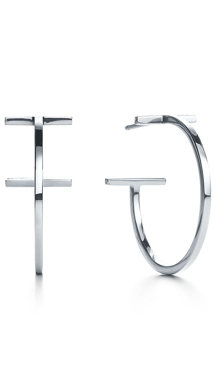 TIFFANY&Co. T Wire Hoop Earring Sterling Silver