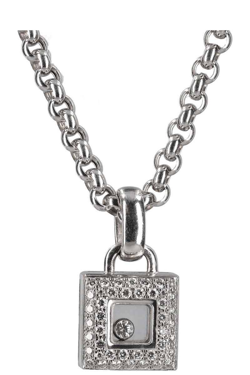 CHOPARD Happy Diamond Square Necklace 18k Whitegold