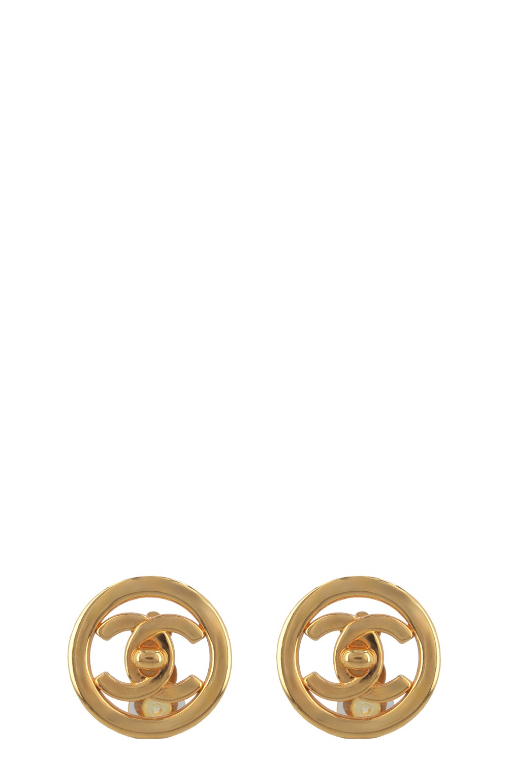 CHANEL 1997P Vintage Turnlock CC Earclips