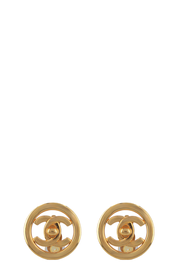 CHANEL 1997P Vintage Turnlock CC Earclips