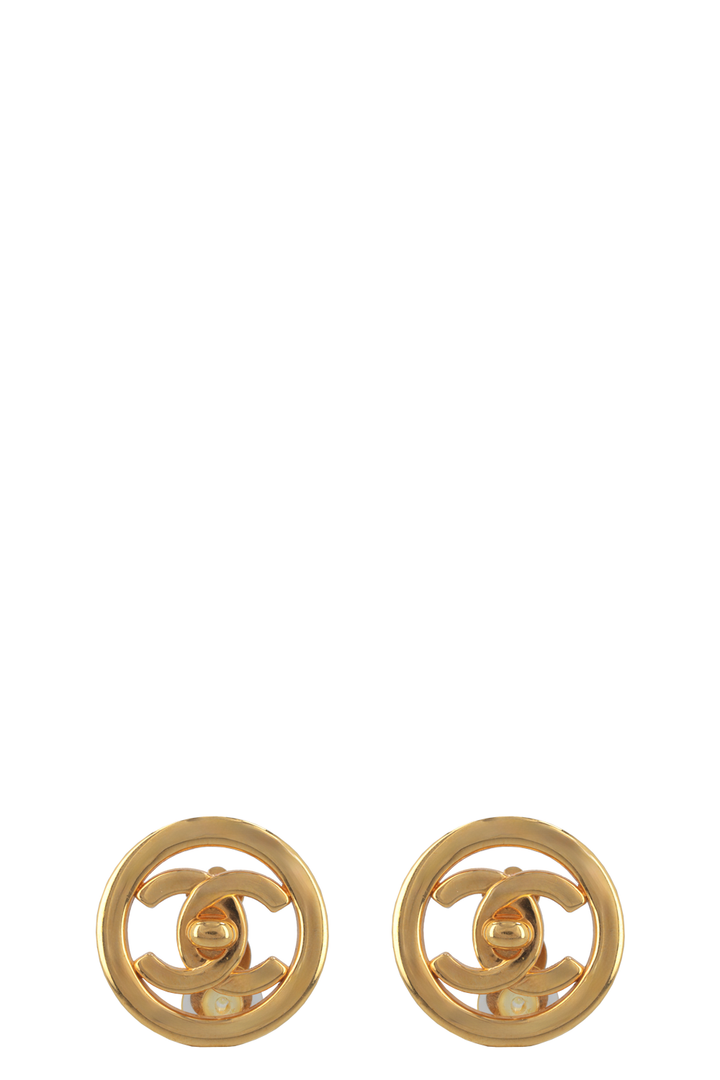 CHANEL 1997P Vintage Turnlock CC Earclips