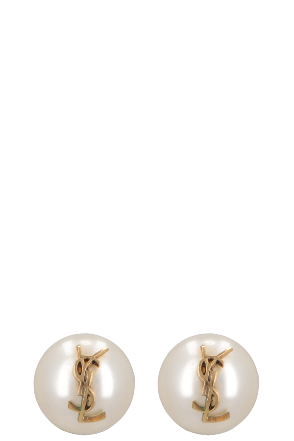 SAINT LAURENT Cassandre Pearl Earrings Gold