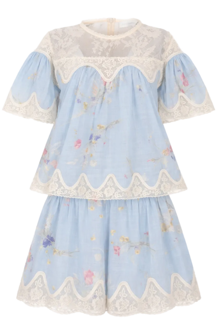 ZIMMERMANN Lucky Two Piece Cotton Blue Lace