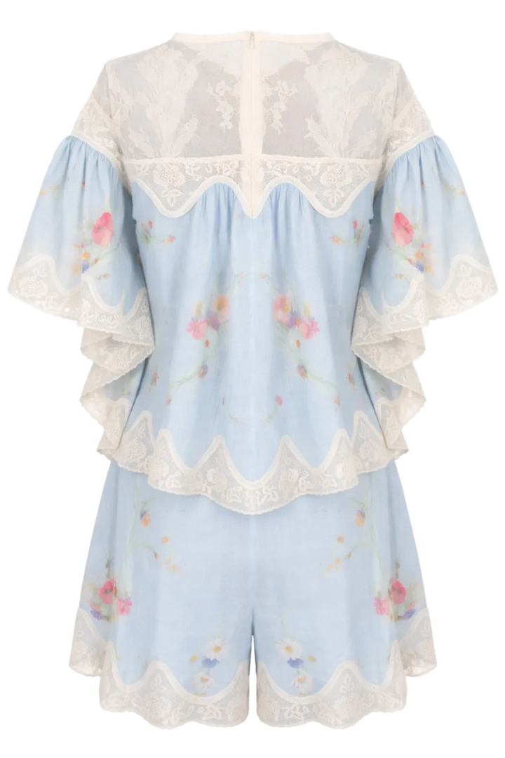ZIMMERMANN Lucky Two Piece Cotton Blue Lace