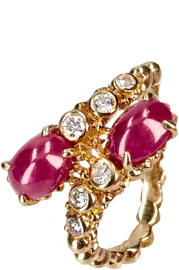VINTAGE Ring Rubies Diamonds Gold