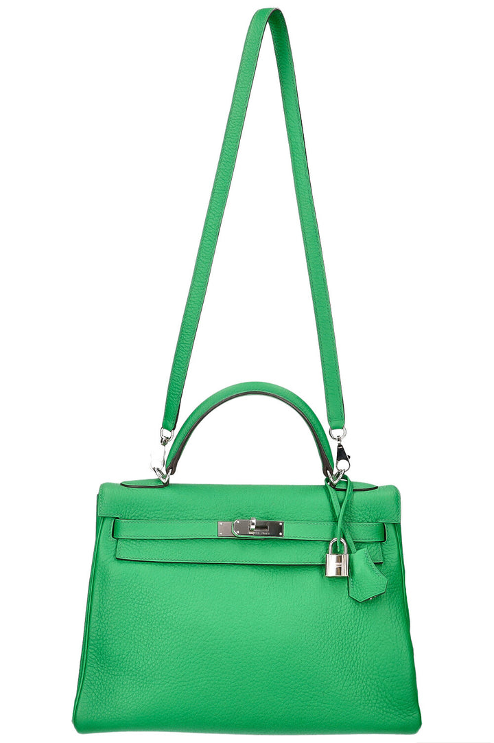 HERMÈS Kelly 32 Clemence Vert Bambou