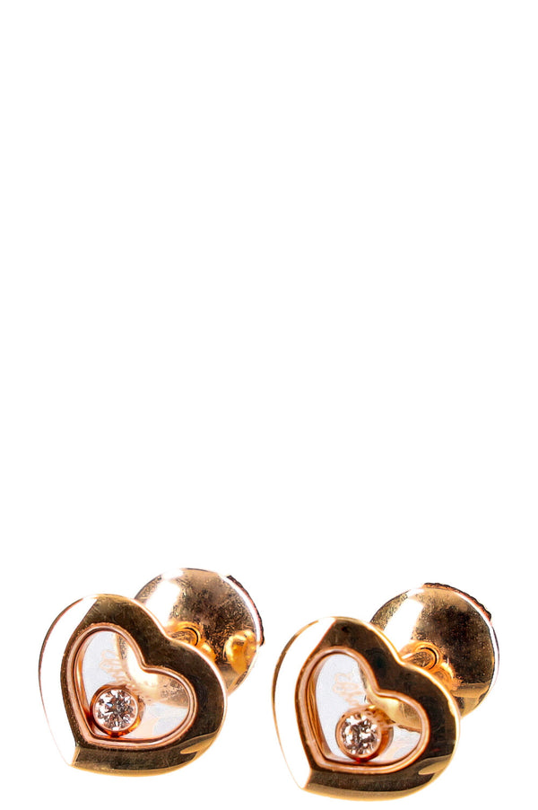 CHOPARD Boucles d'Oreilles Diamant Coeur Happy Icons Or Rose 18k