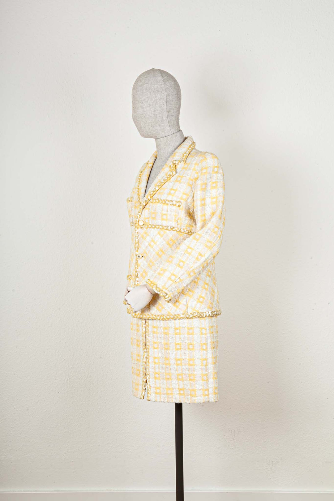 CHANEL Two Piece Tweed Yellow 1995