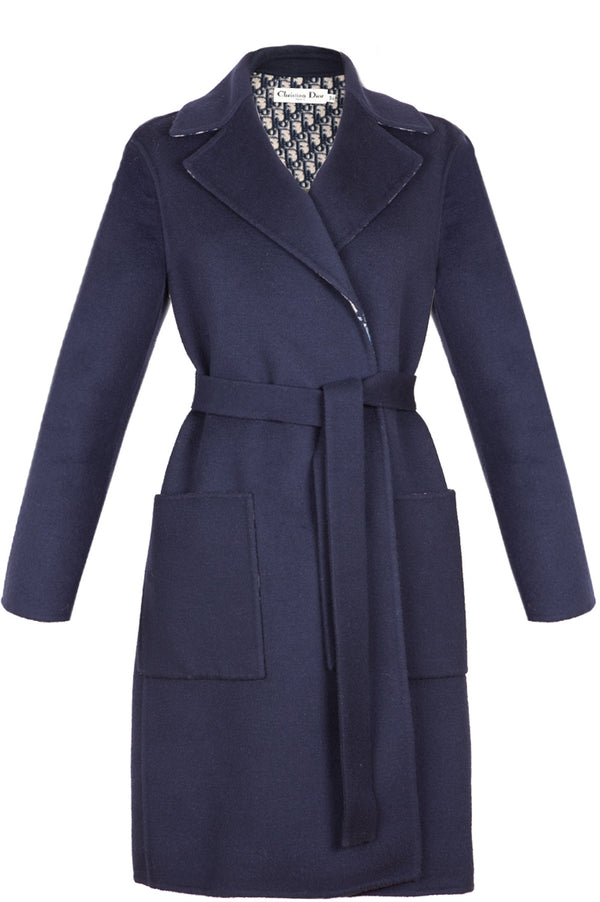 CHRISTIAN DIOR Manteau en laine double face Marine