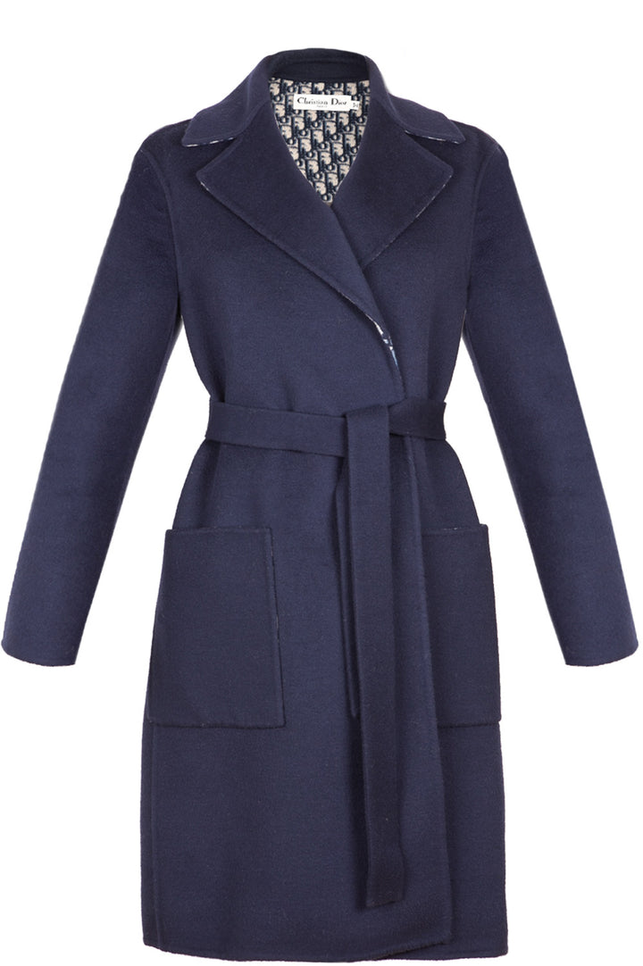 CHRISTIAN DIOR Double Sided Wool Coat Navy