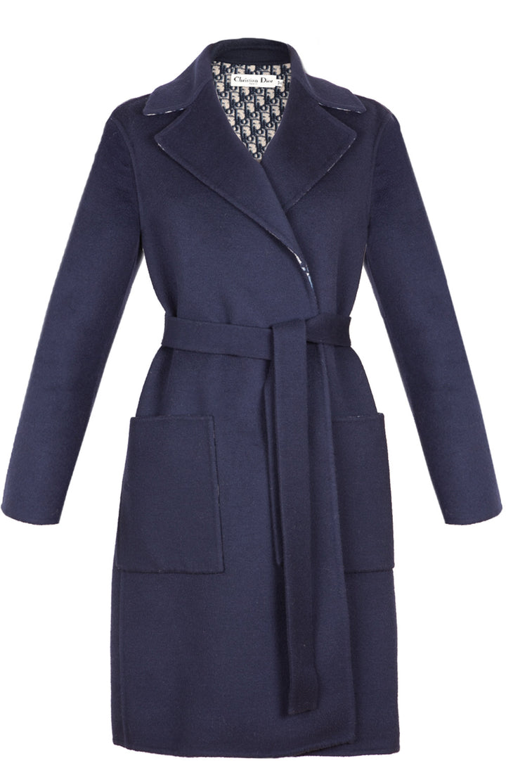 CHRISTIAN DIOR Manteau en laine double face Marine